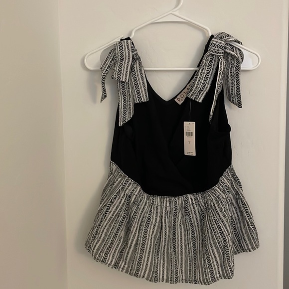 NWT Anthropology Black Tie Tank Top - Picture 1 of 6